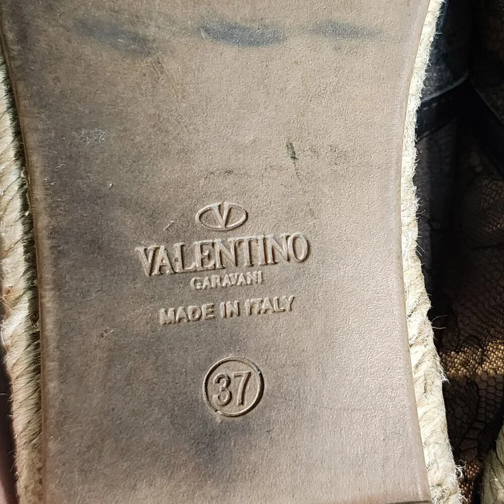 Valentino Garavani Black Lace Espadrille Loafers Flats Lighweight Designer sz 37